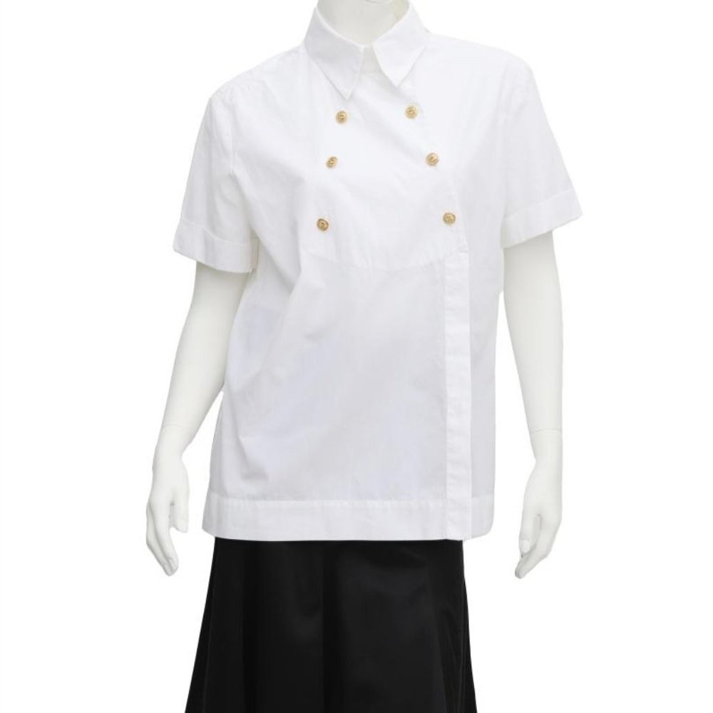 Chanel White Shirt With Gold-Tone Buttons - Size: 42 FR / Medium